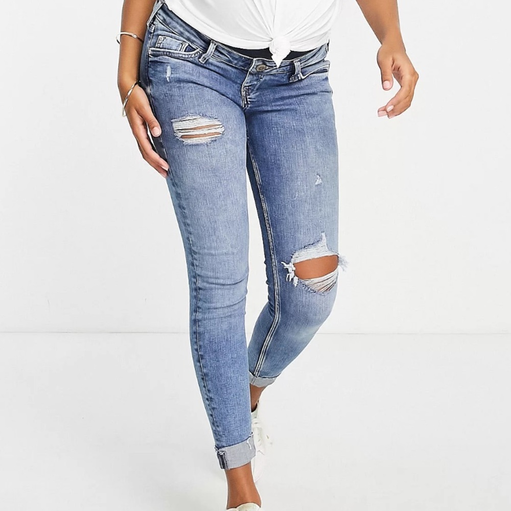 River Island Maternity Ripped Skinny Jeans